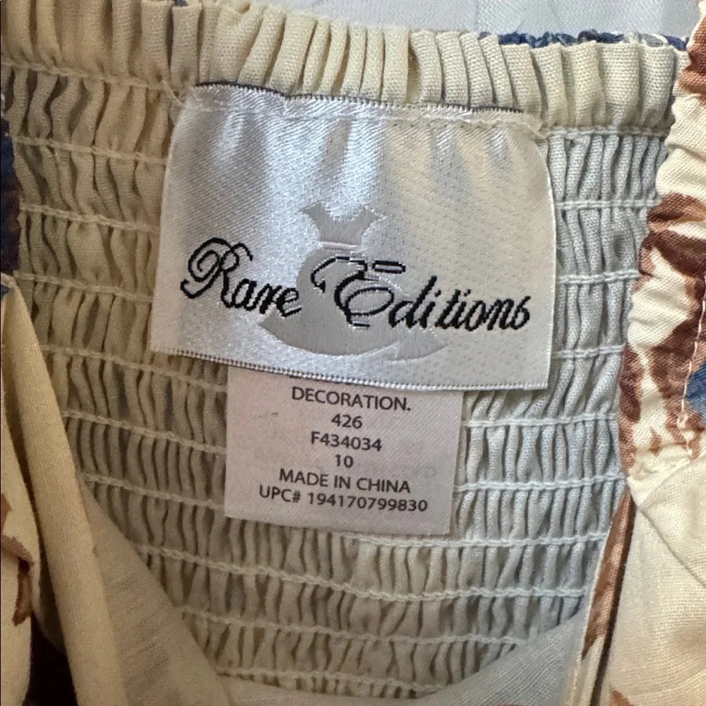 Rare Editions Cream and Brown Floral Dress - Picture 2 of 3